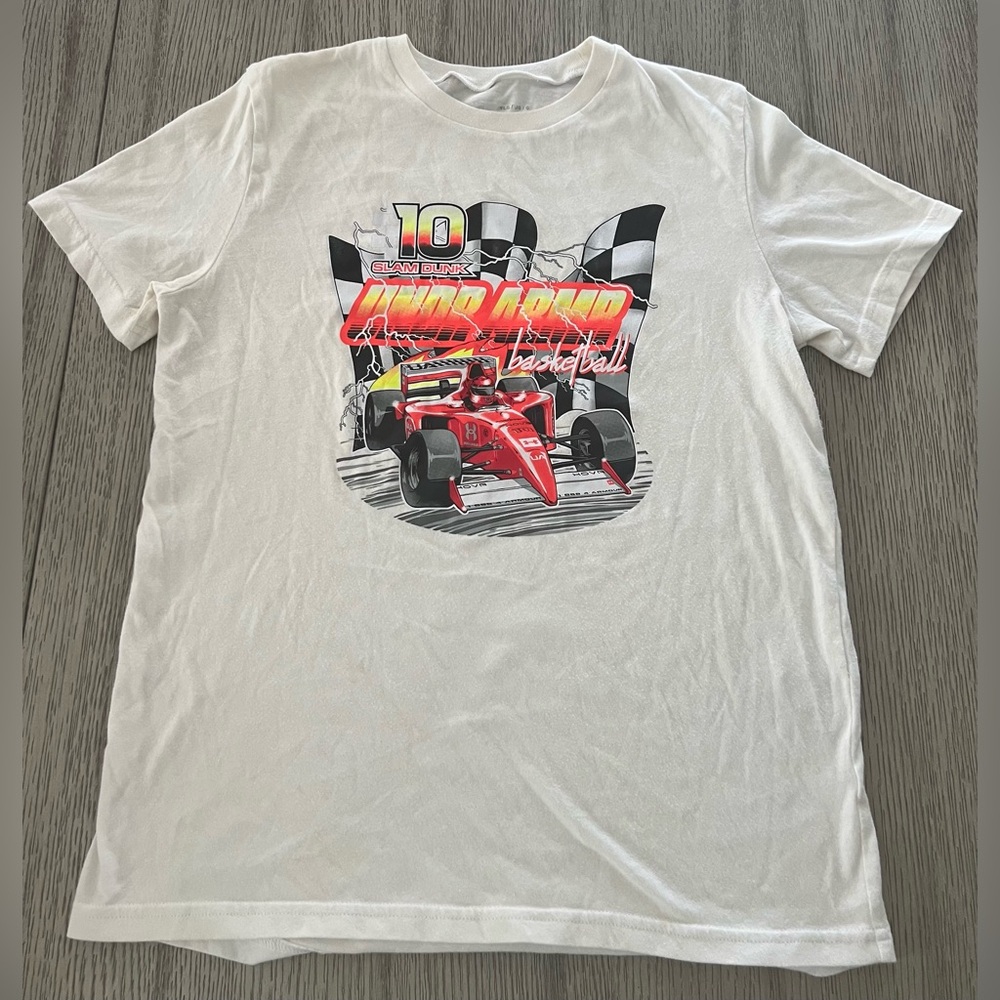 Under Armour  Boys White Graphic Racing Tee